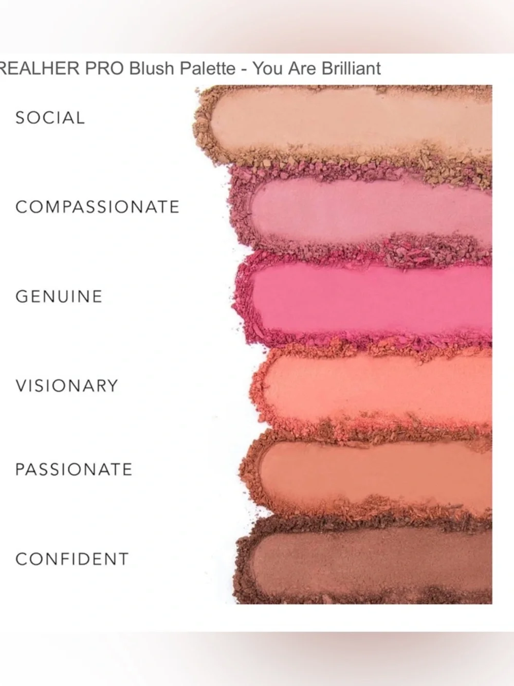REALHER You Are Brilliant PRO Blush Palette - Multi-Pink & Peach Shades NIB